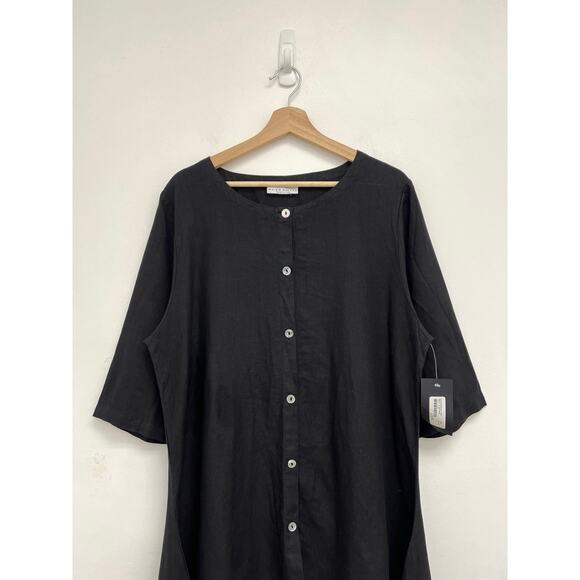 NWT Bryn Walker Linen A-Line Lagenlook Ruched Asymmetrical Art to Wear Tunic Med - Picture 3 of 14